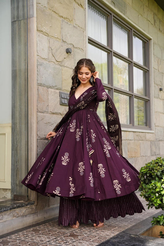 Muted Plum Cotton Anarkali