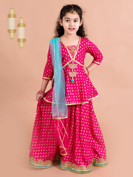 Royal Magenta Foil Lehenga for Girls