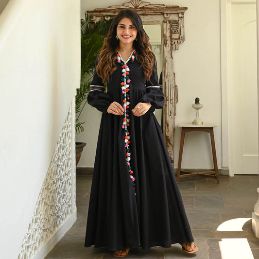Black Fiesta Cotton Dress