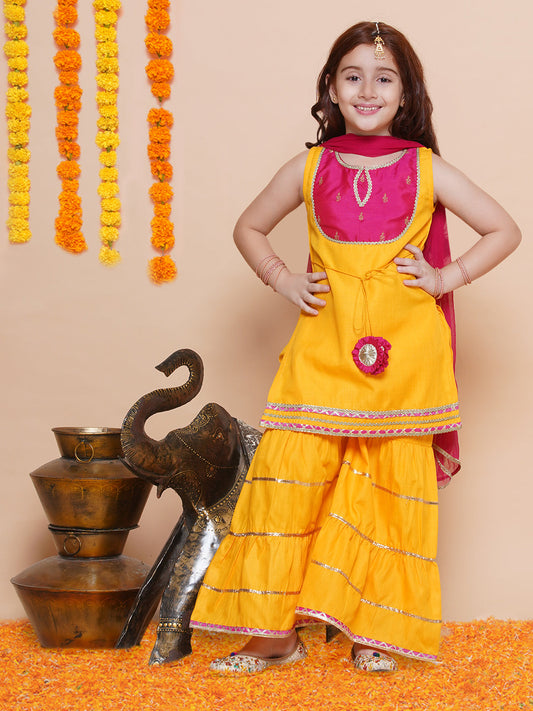 Elegant Yellow Cotton Kurta Set with Dupatta