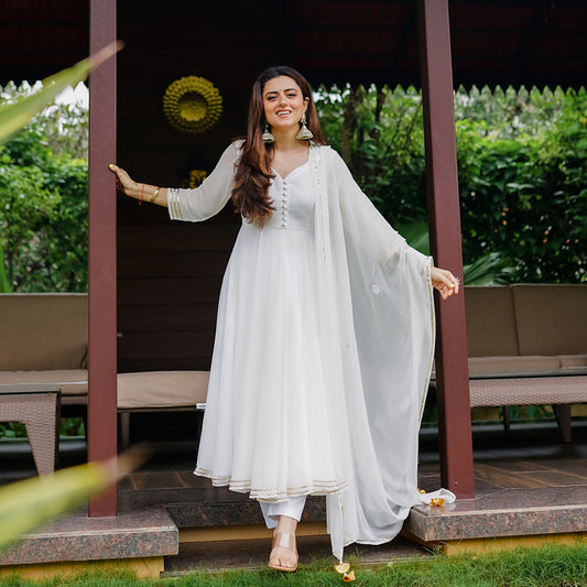 White Mirage Anarkali Set