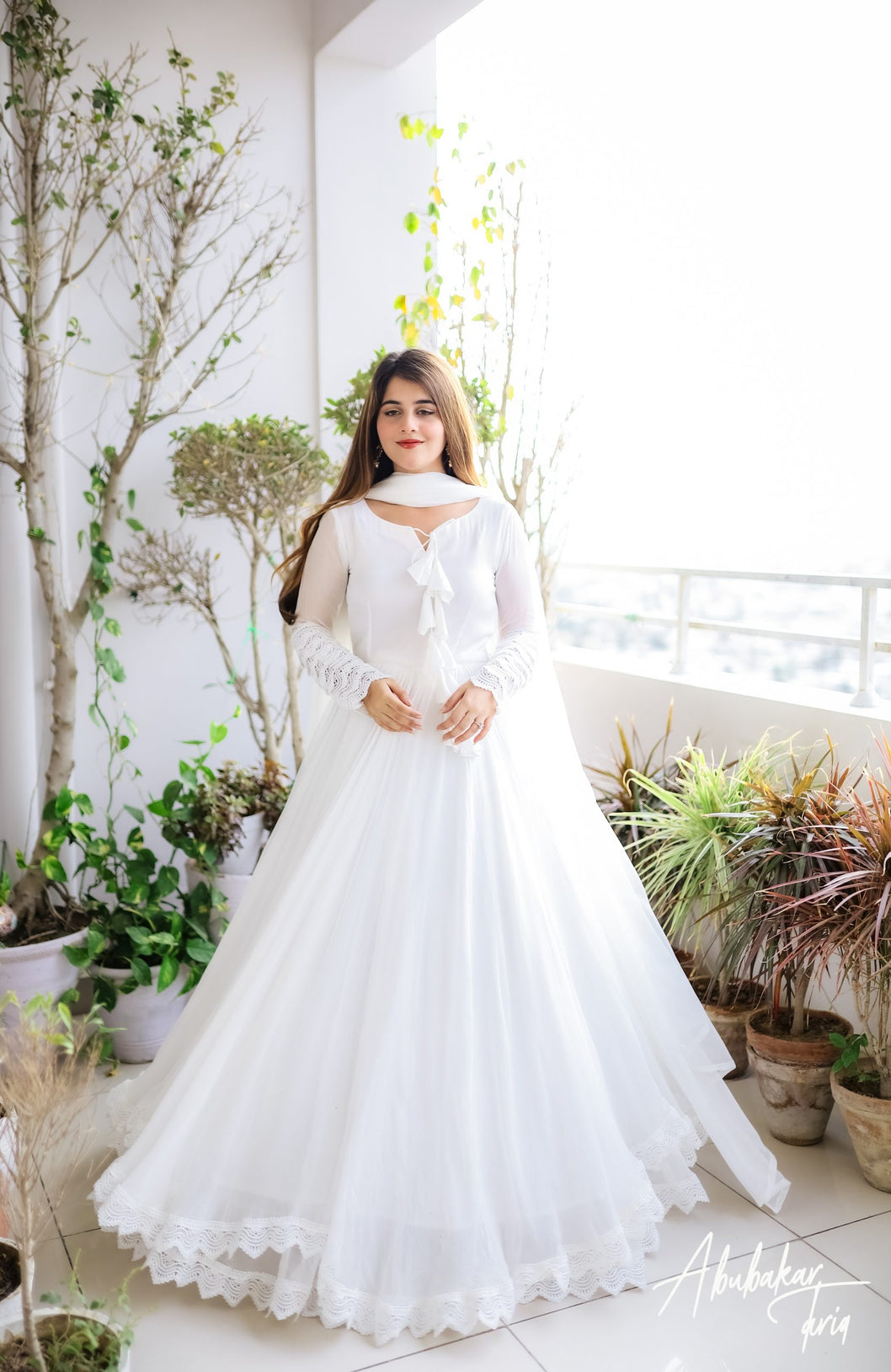 White Mirage Long Flare Anarkali