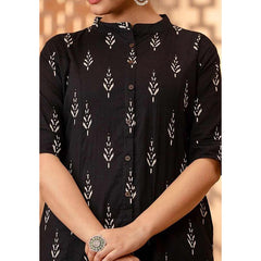 Black Printed A-Line Kurta