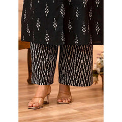 Black Printed A-Line Kurta