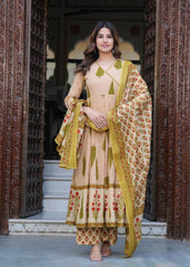 Floral Sand Anarkali Suit