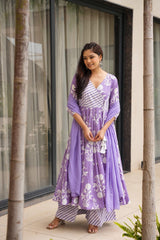 Lynora Purple Printed Cotton Set