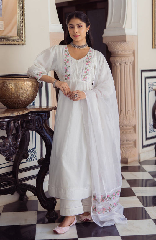 Whitescape Cotton Anarkali