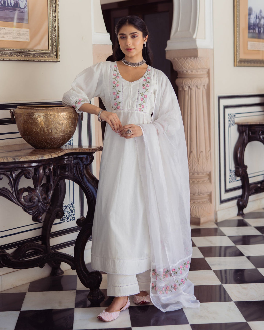 Whitescape Cotton Anarkali