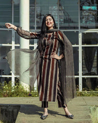 Caramel Stripe Cotton Ensemble