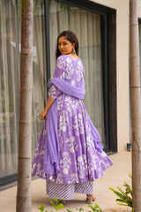Lynora Purple Printed Cotton Set