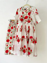 Red Flower Print Mini Set with Dupatta