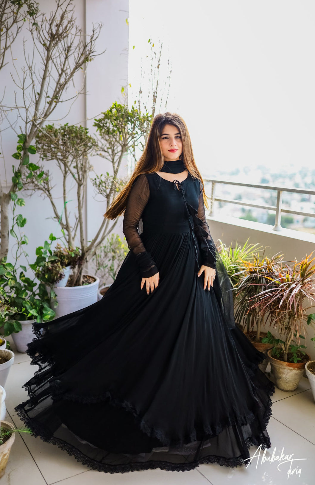 Mystic Black Plain Long Anarkali