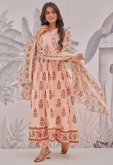 Peach Petal Butta Anarkali Set