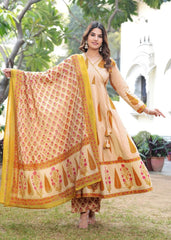 Floral Sand Anarkali Suit