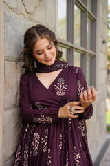 Muted Plum Cotton Anarkali