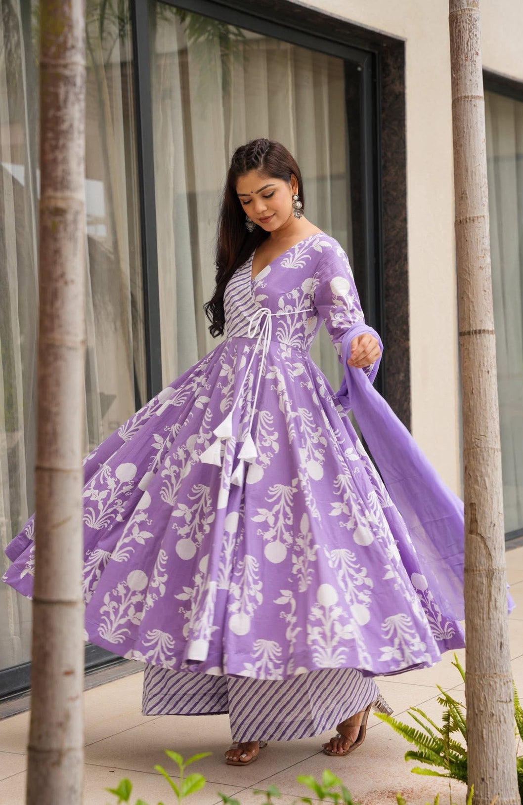Lynora Purple Printed Cotton Set