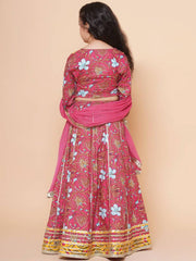 Rosy Petal Print Lehenga Set