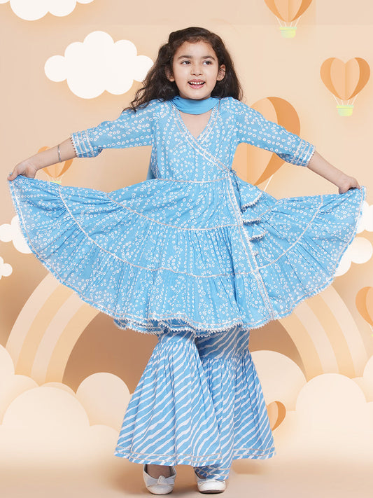 Ocean Blue Ethnic Mini Kurta Set