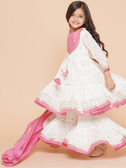 Snowy Ethnic Motif Sharara Set