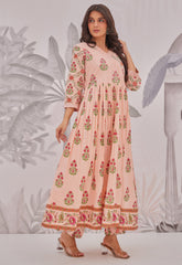 Peach Petal Butta Anarkali Set