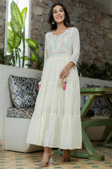 White Aura Mirror Work Gown