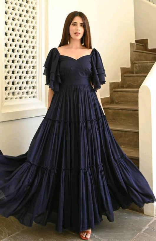 Navy Enchant Georgette Gown