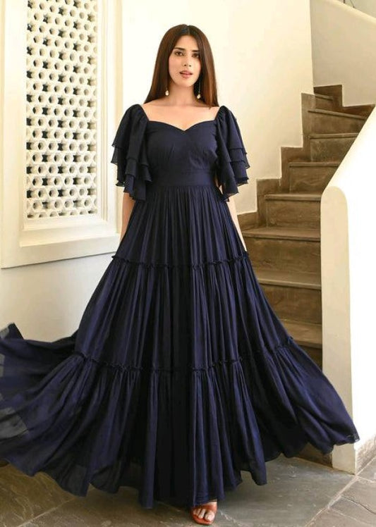 Navy Enchant Georgette Gown