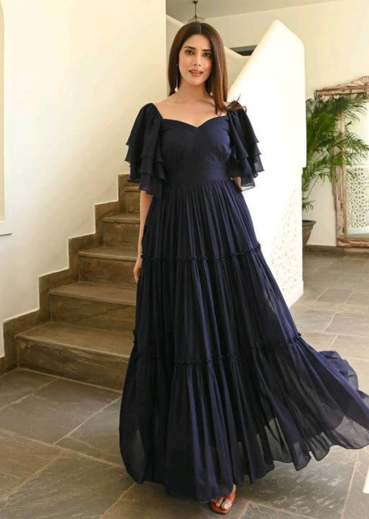 Navy Enchant Georgette Gown