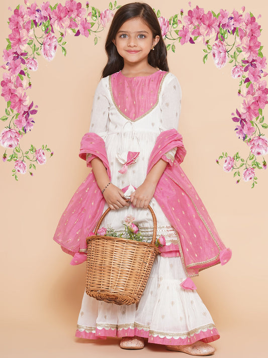 Snowy Ethnic Motif Sharara Set