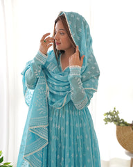 Icy Horizon Mulmul Anarkali