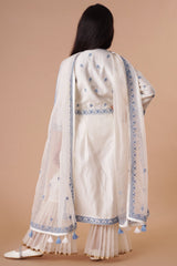 Ivory & Blue Cotton Sharara Set for Girls – Ethnic Party Wear