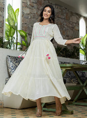 White Aura Mirror Work Gown