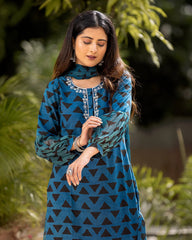 Azure Bagru Suit Set