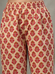 Red and Peach Cotton Suit Set