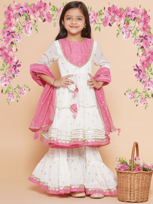 Snowy Ethnic Motif Sharara Set