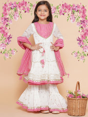 Snowy Ethnic Motif Sharara Set