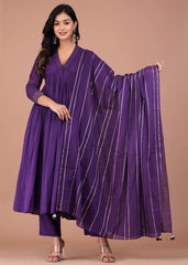 Lavender Grace Collar Anarkali Suit