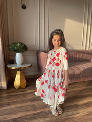 Red Flower Print Mini Set with Dupatta