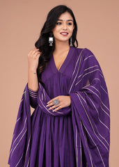 Lavender Grace Collar Anarkali Suit