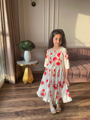 Red Flower Print Mini Set with Dupatta