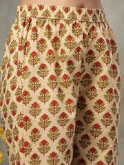 Green and Peach Cotton Suit Set