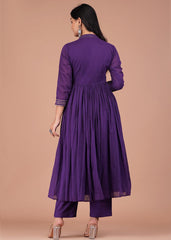 Lavender Grace Collar Anarkali Suit
