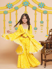 Bright Yellow Printed Sharara Set