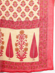 Red and Peach Cotton Suit Set