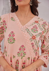 Peach Petal Butta Anarkali Set