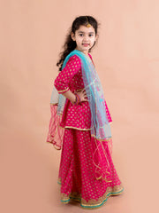 Royal Magenta Foil Lehenga for Girls