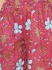 Peach Floral Printed Angrakha Kurta & Sharara Set with Dupatta