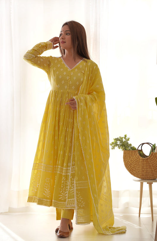 Sunflare Yellow Anarkali
