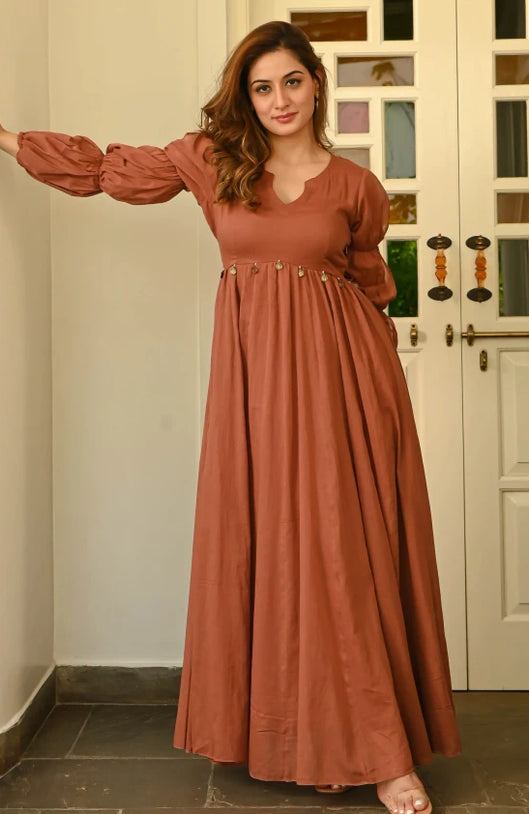 Autumn Rust Cotton Dress