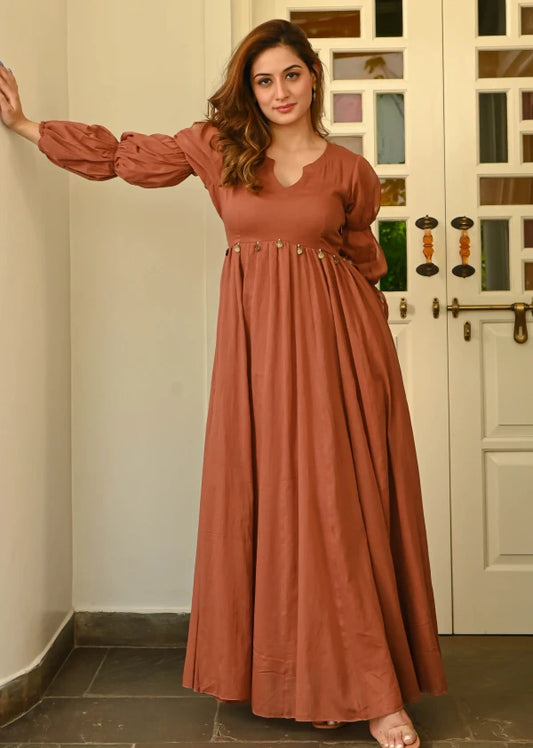 Autumn Rust Cotton Dress